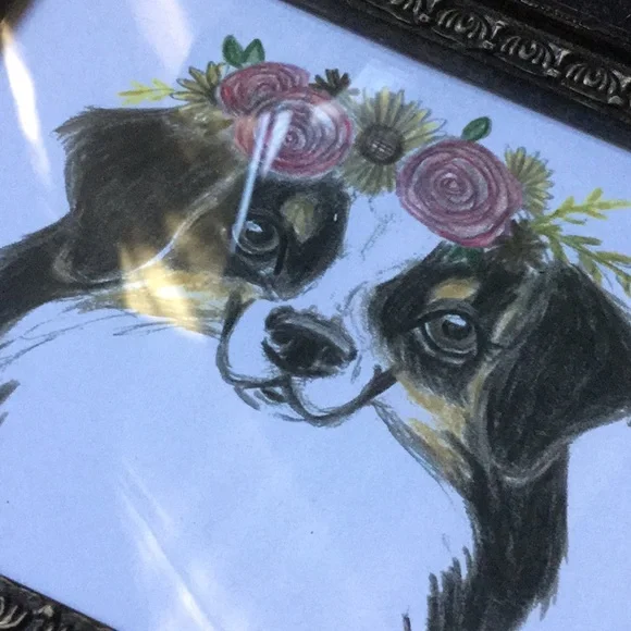 Artisan print artwork doggie floral pet cabin dog  mom lodge Aussie holiday gift - Picture 7 of 7